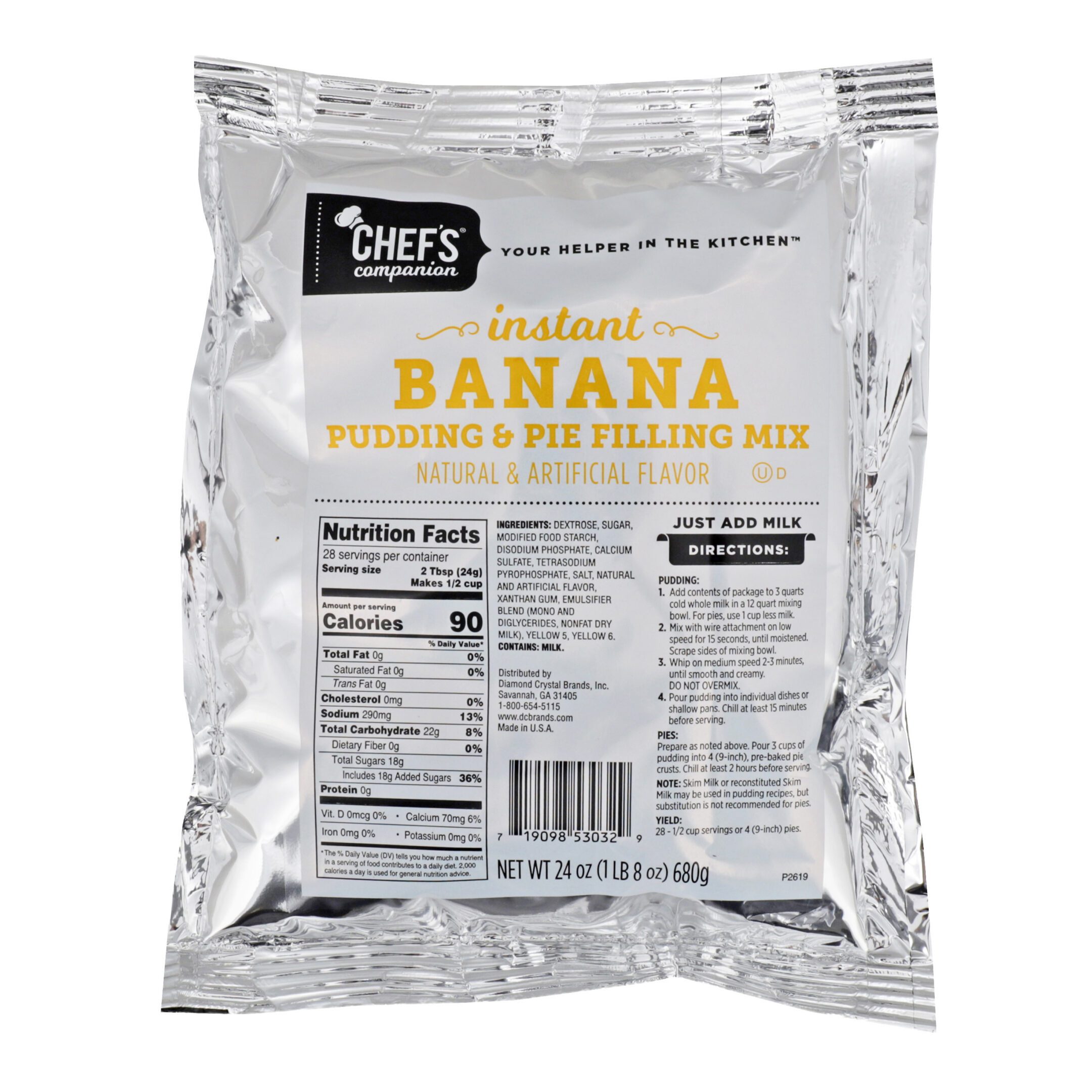 Chef's Companion instant banana pudding mix package